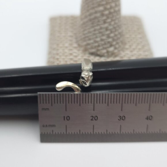 Size 10 Sterling Silver Egyptian Cat Ring A1659 - Picture 7 of 8